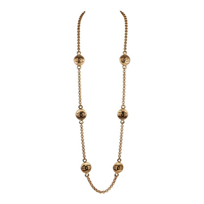 Chanel Vintage Medallion Cable Chain Gold Metal Necklace