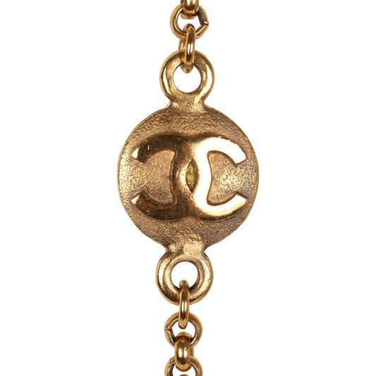 Chanel Vintage Medallion Cable Chain Gold Metal Necklace