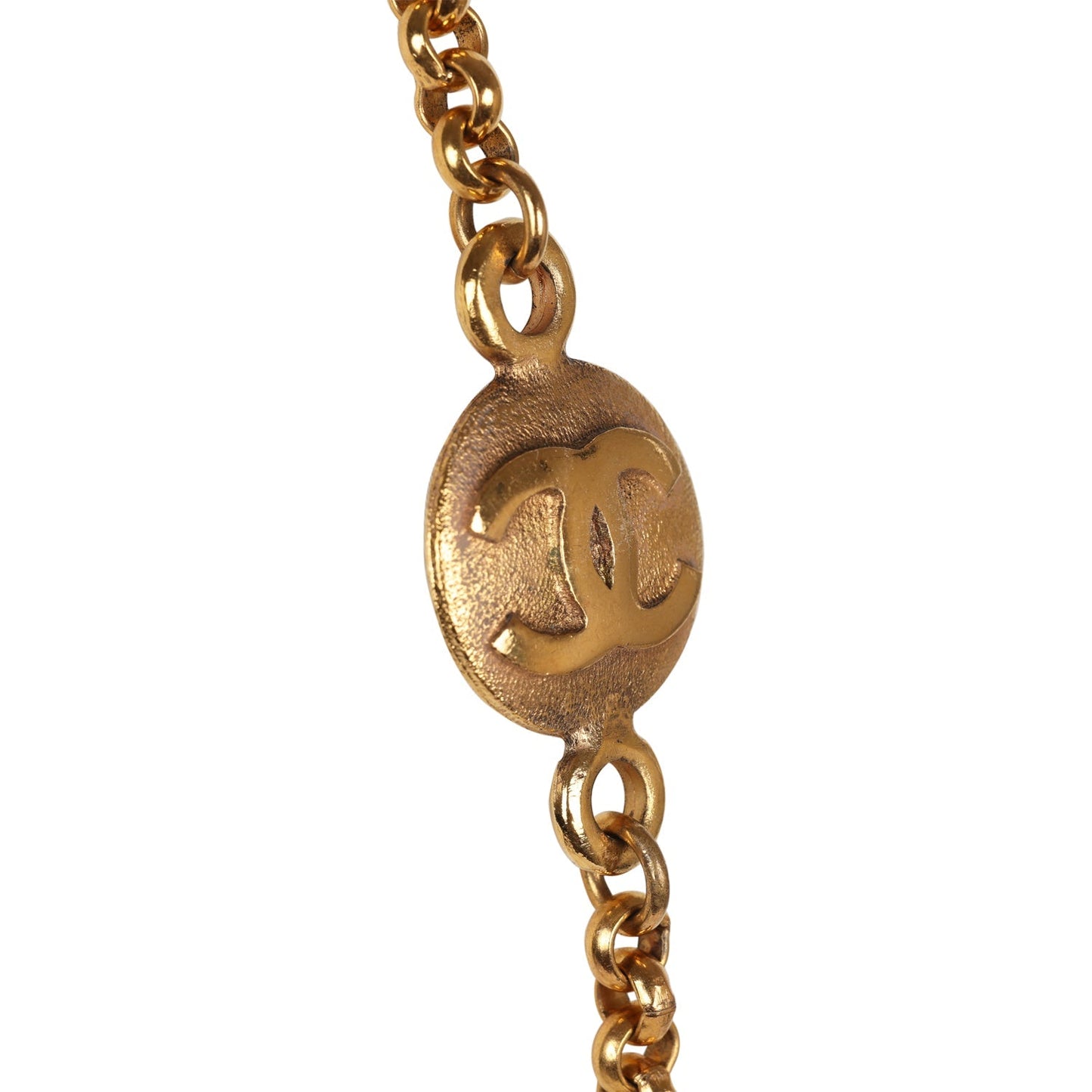 Chanel Vintage Medallion Cable Chain Gold Metal Necklace