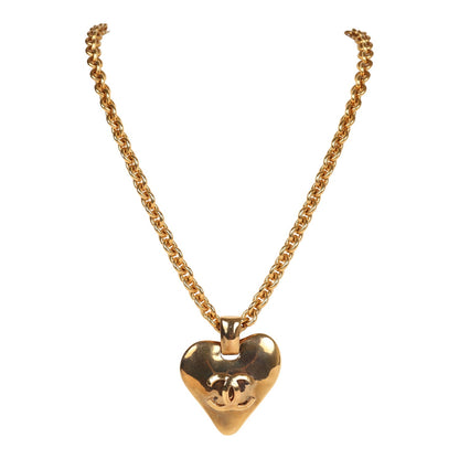 Chanel Vintage 24K Gold Plated Long CC Heart Pendant Necklace
