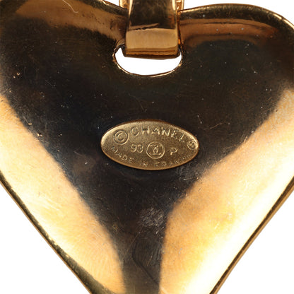 Chanel Vintage 24K Gold Plated Long CC Heart Pendant Necklace