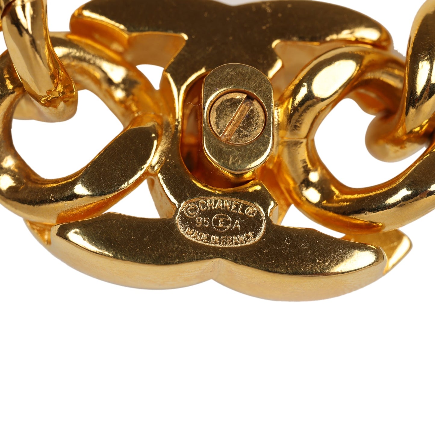 Chanel Vintage 24K Gold Plated Turn Lock Necklace