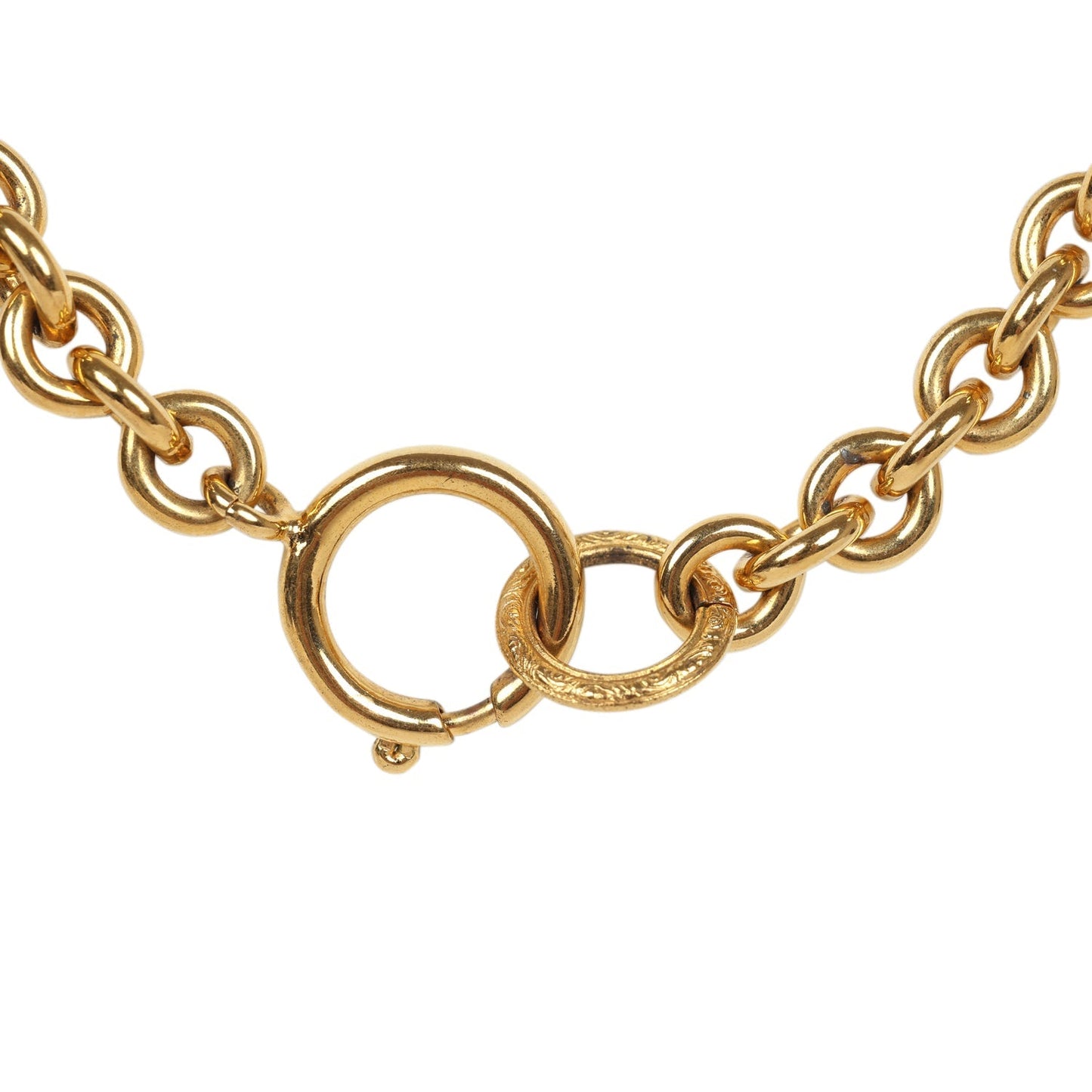 Chanel Vintage 24K Gold Plated Gold CC Heart Pendant Necklace