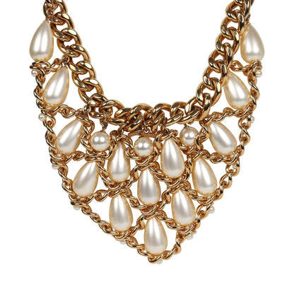 Chanel Layered Pearl Cluster Necklace Gold Hardware