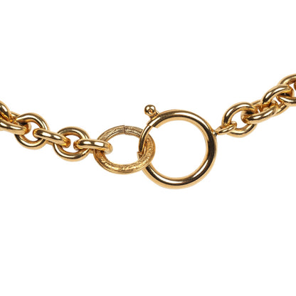 Chanel Vintage 24K Gold Plated CC Quilted Oval Pendant Necklace