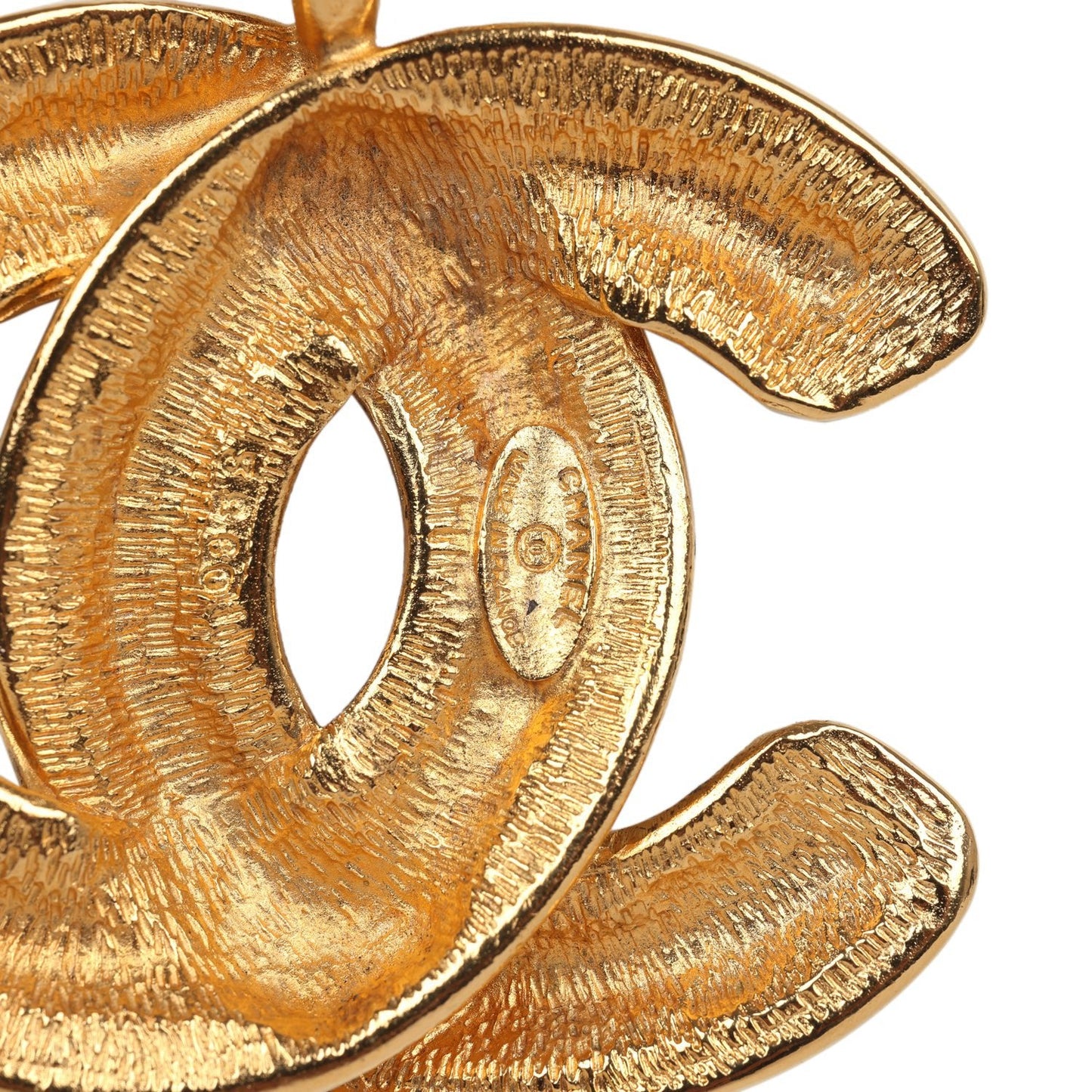 Chanel Vintage 24K Gold Plated Large CC Quilted Pendant Necklace
