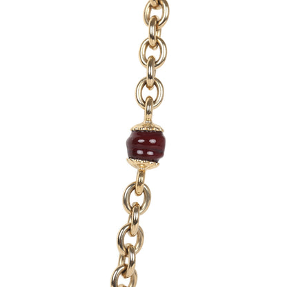 Chanel CC Gripoix Burgundy Beaded Necklace Gold Hardware
