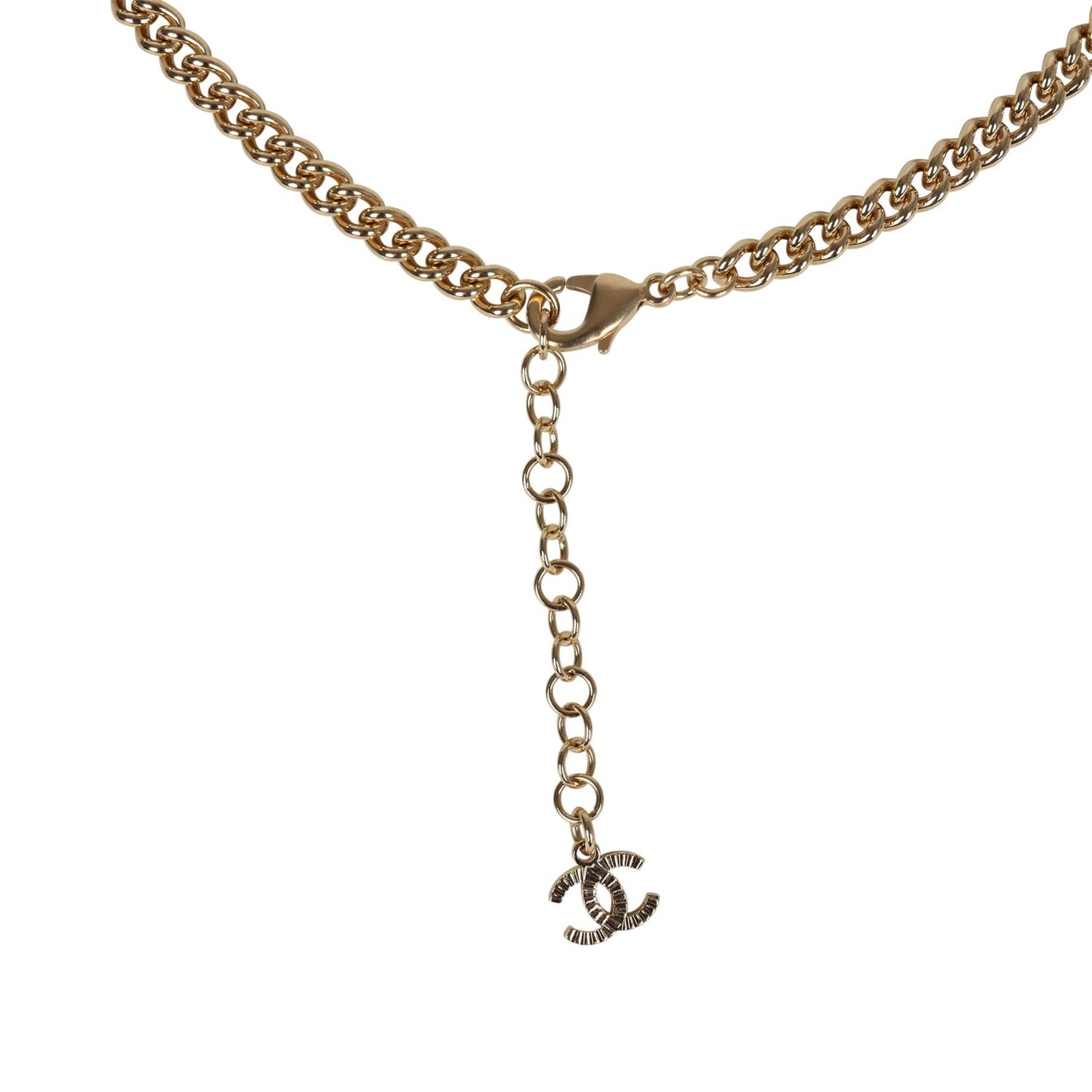 Chanel Large Quilted Resin CC Pendant Necklace Gold Tone Metal