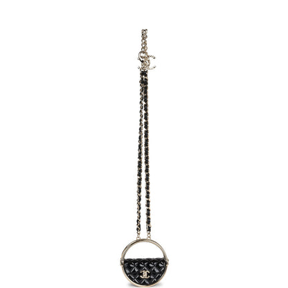 Chanel Hula Hoop Hula Hoop Charm Necklace Black Enamel/Light Gold Tone Hardware