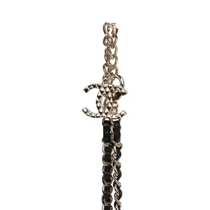 Chanel Hula Hoop Hula Hoop Charm Necklace Black Enamel/Light Gold Tone Hardware