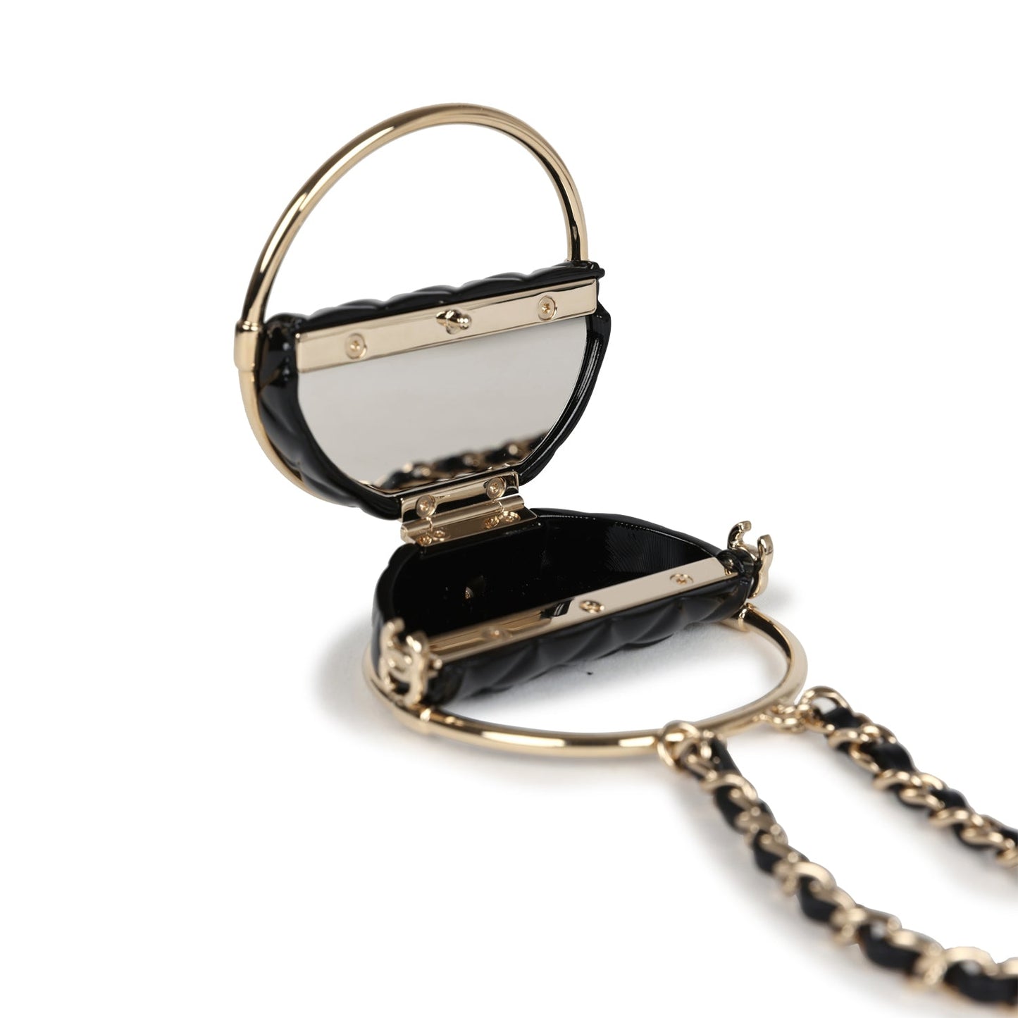 Chanel Hula Hoop Hula Hoop Charm Necklace Black Enamel/Light Gold Tone Hardware