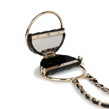 Chanel Hula Hoop Hula Hoop Charm Necklace Black Enamel/Light Gold Tone Hardware