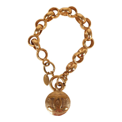 Chanel Vintage Rolo Chain Logo Bracelet Gold Metal