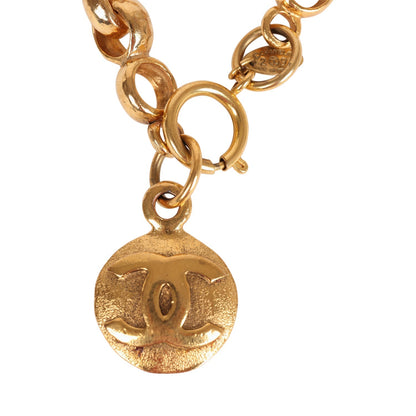 Chanel Vintage Rolo Chain Logo Bracelet Gold Metal