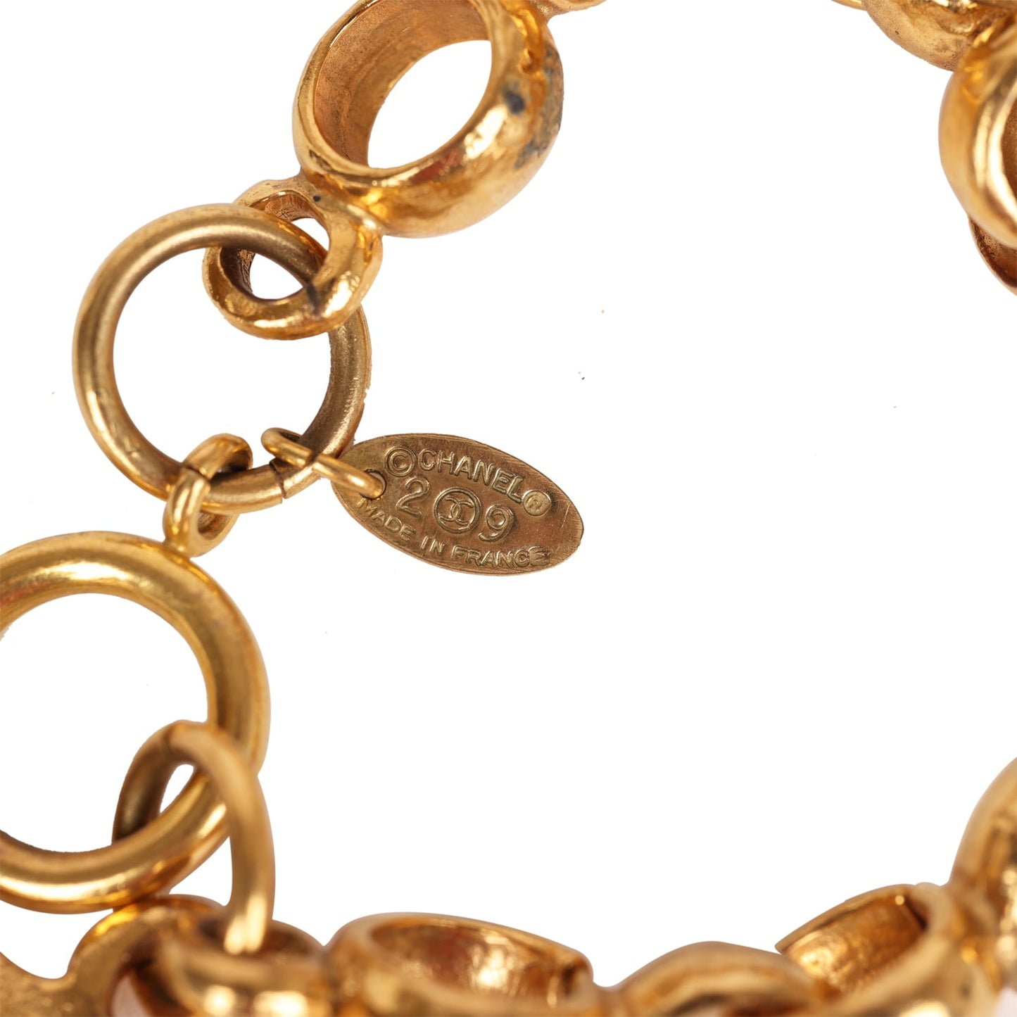 Chanel Vintage Rolo Chain Logo Bracelet Gold Metal