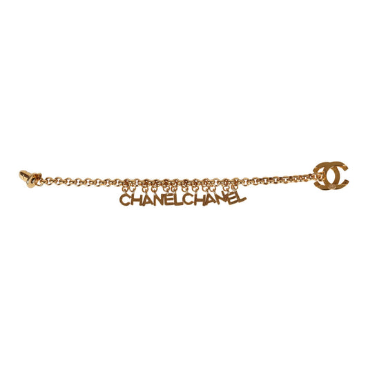Chanel Vintage 24K Gold Plated "Chanel" Logo Charms Turnlock Bracelet