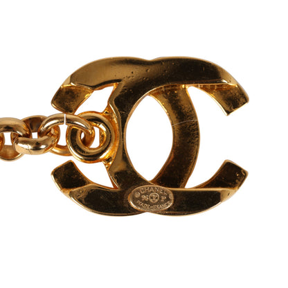Chanel Vintage 24K Gold Plated "Chanel" Logo Charms Turnlock Bracelet