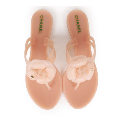 Chanel Pink Camellia Jelly Sandals 39