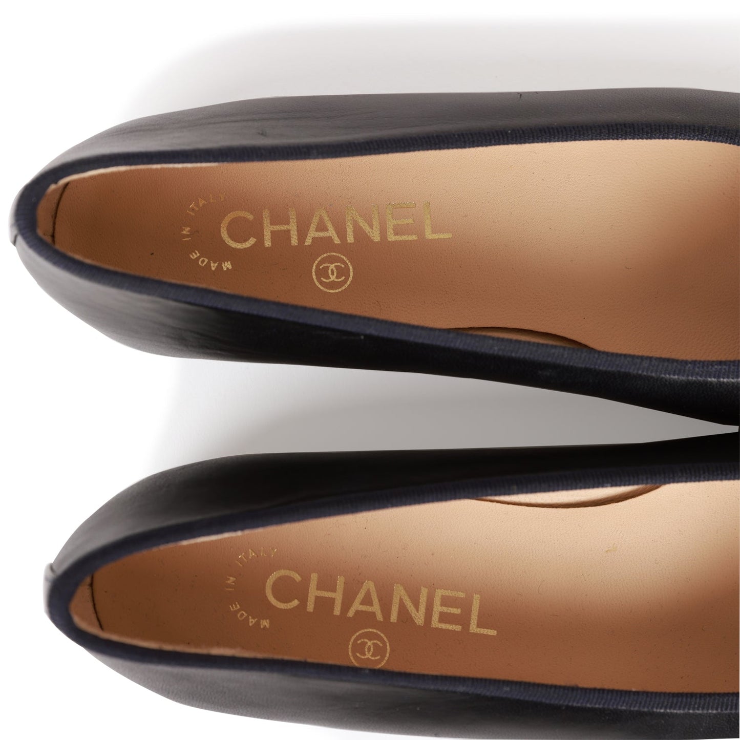Chanel CC Dark Navy Blue Lambskin Ballet Flats 37