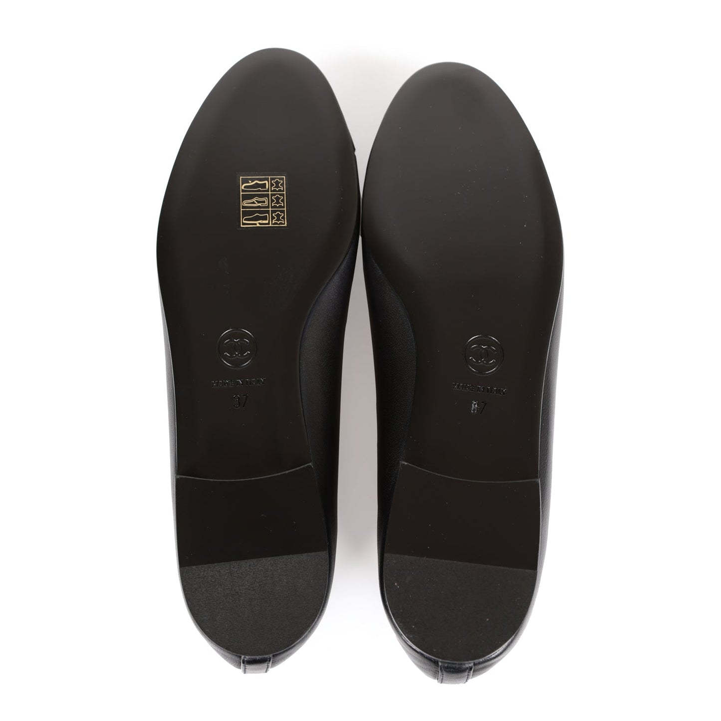 Chanel CC Dark Navy Blue Lambskin Ballet Flats 37