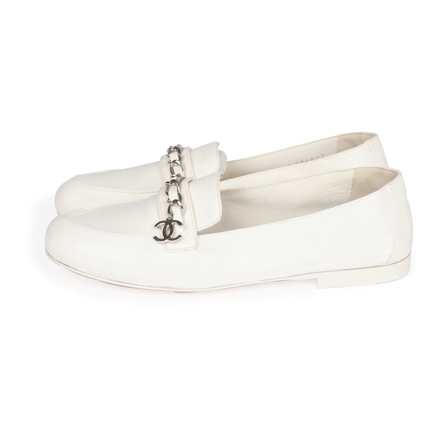 Chanel White Lambskin Loafers 37