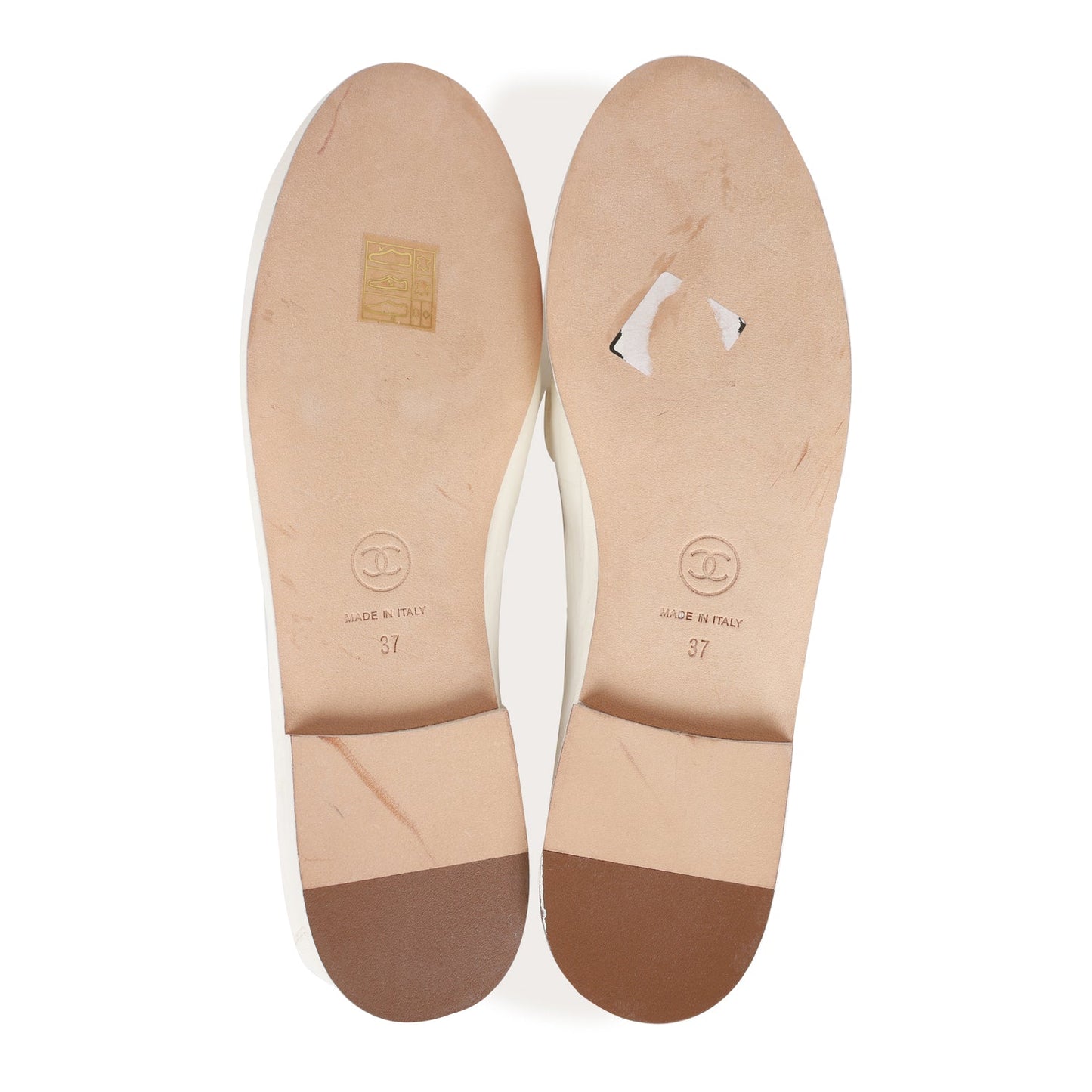 Chanel White Lambskin Loafers 37