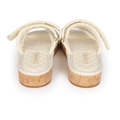 Chanel Rope Sandals White Lambskin Gold Hardware  41 EU