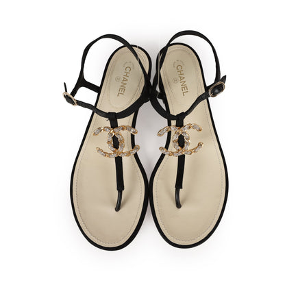 Chanel Jeweled CC Thong Sandals 37 EU