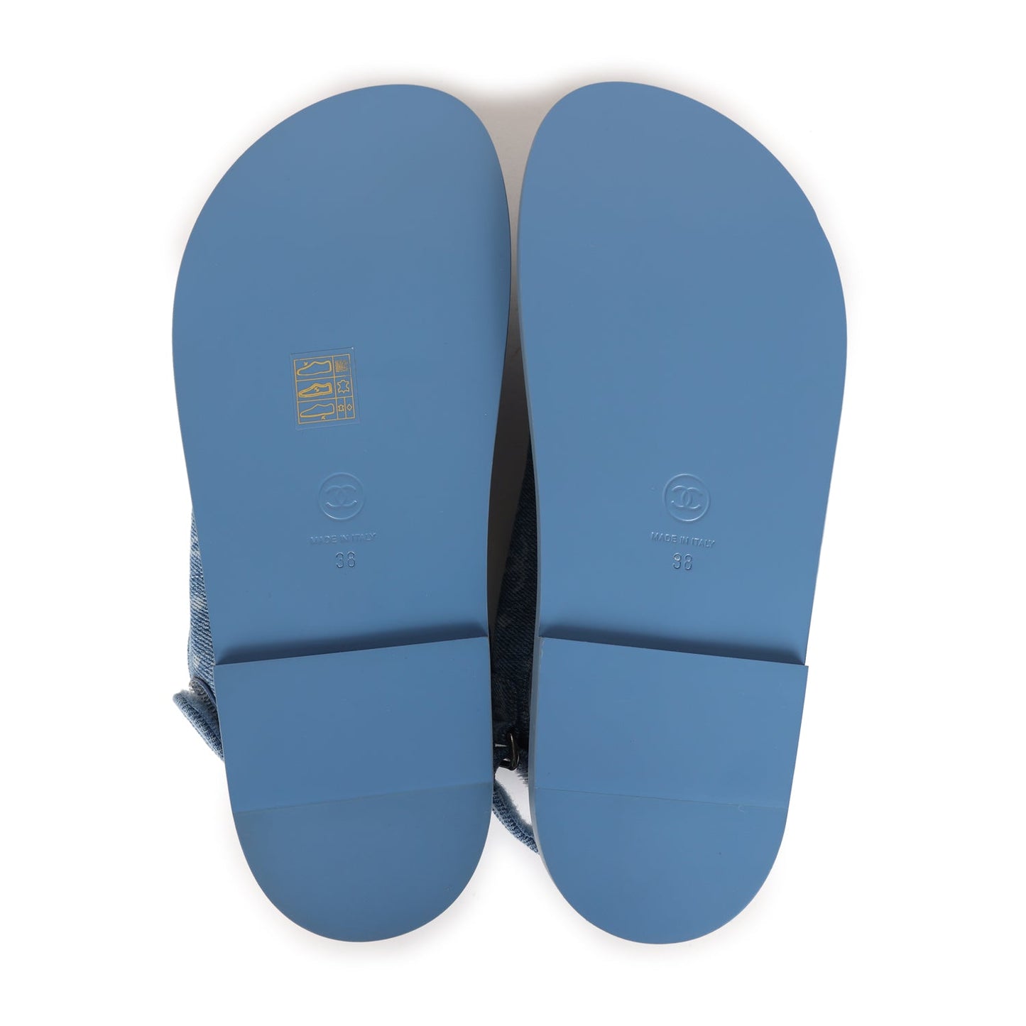 Chanel Dad Sandals Blue Denim Silver Hardware 38 EU