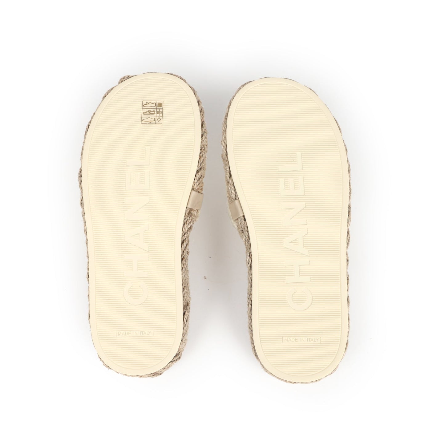 Chanel CC Braided Knit Interlocking Slide Sandals Cream Gold Hardware 37 EU