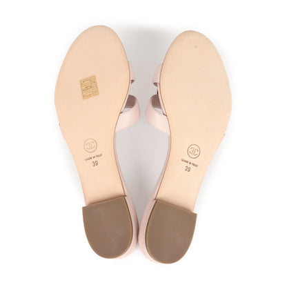 Chanel Pink Camellia Lambskin Sandals 39 EU