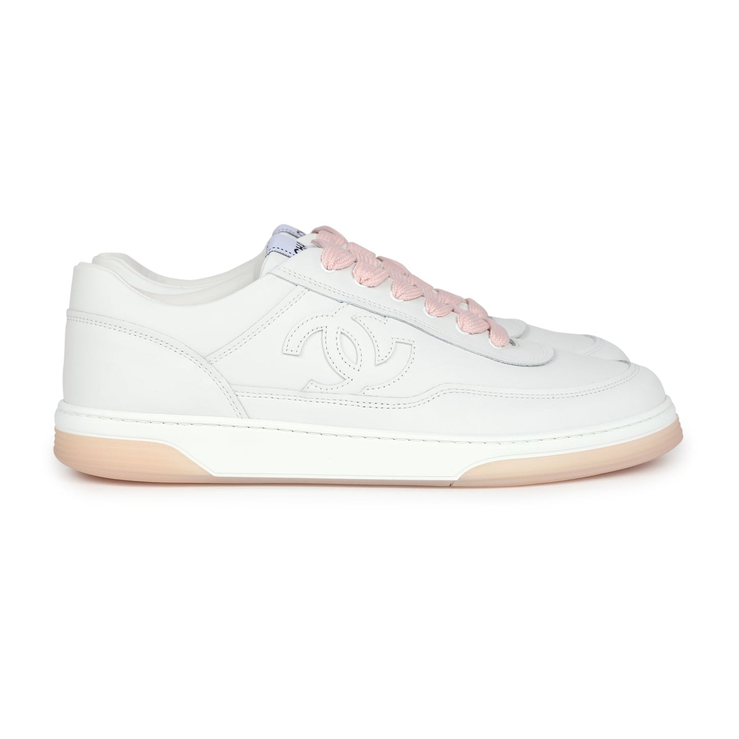Chanel CC Low Top Sneakers White and Pink Calfskin 41 EU