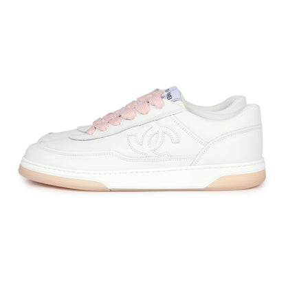 Chanel CC Low Top Sneakers White and Pink Calfskin 41 EU