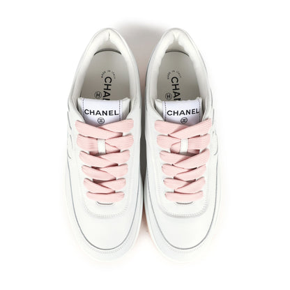 Chanel CC Low Top Sneakers White and Pink Calfskin 41 EU