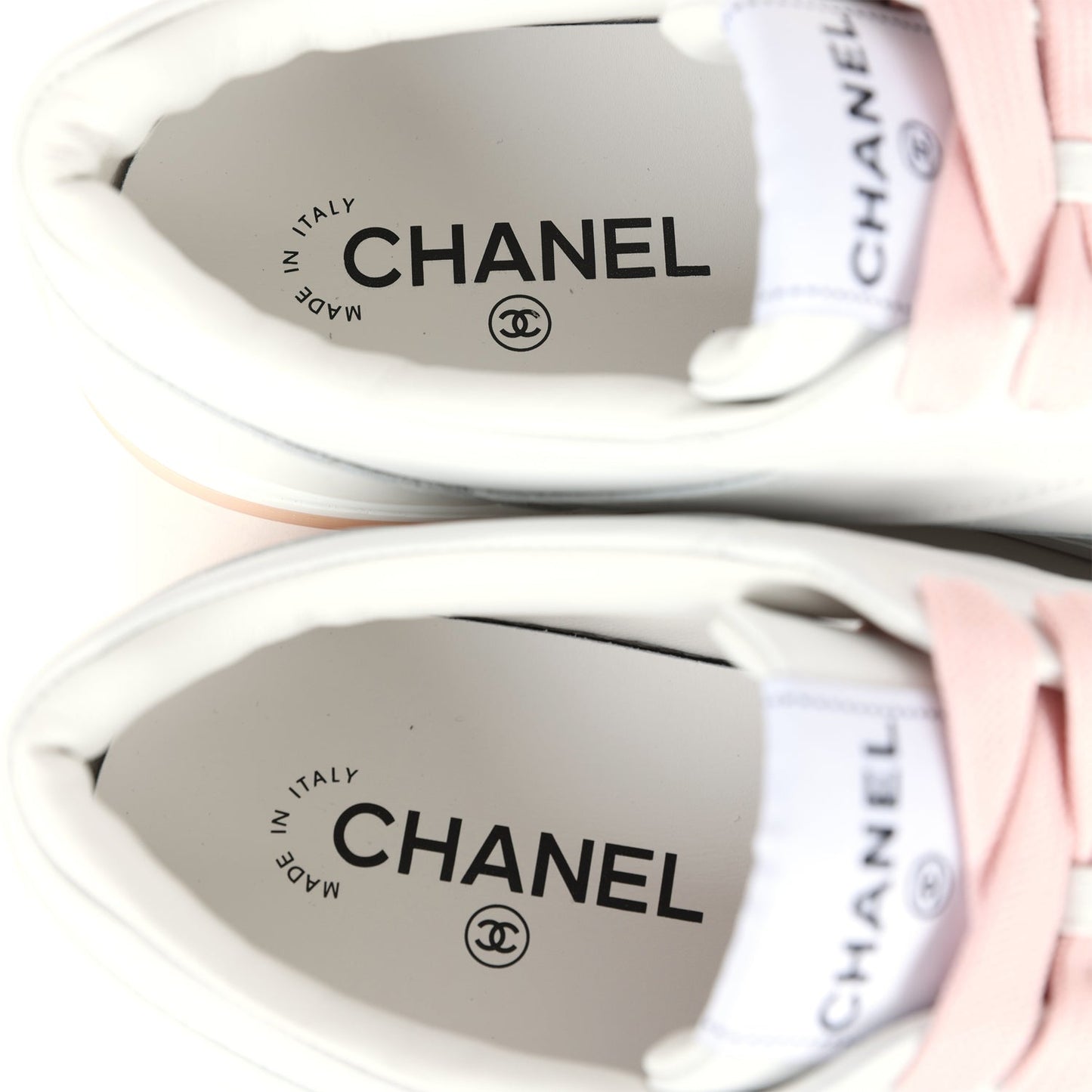 Chanel CC Low Top Sneakers White and Pink Calfskin 41 EU