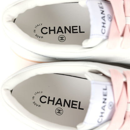 Chanel CC Low Top Sneakers White and Pink Calfskin 41 EU