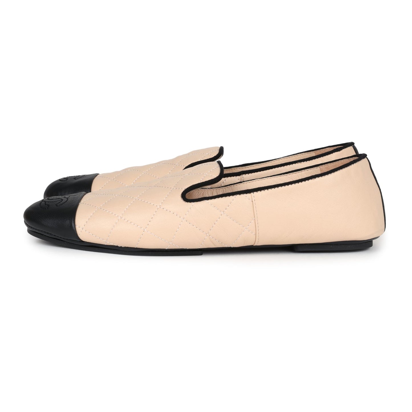 Chanel Beige and Black Flats with Clutch 37 EU