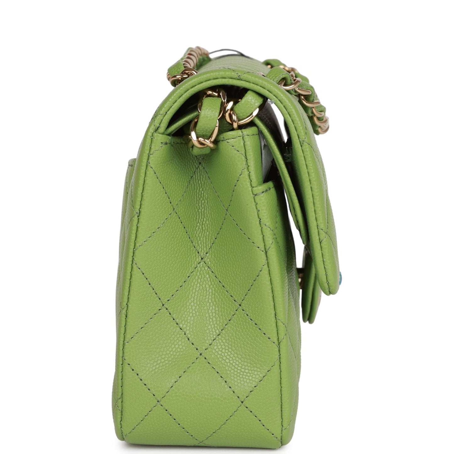 Chanel Small Classic Double Flap Green Caviar Light Gold Hardware