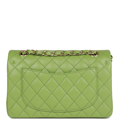 Chanel Small Classic Double Flap Green Caviar Light Gold Hardware