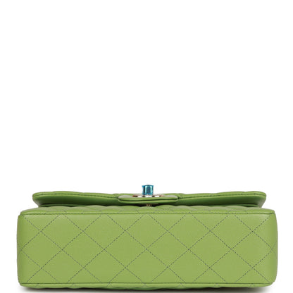 Chanel Small Classic Double Flap Green Caviar Light Gold Hardware