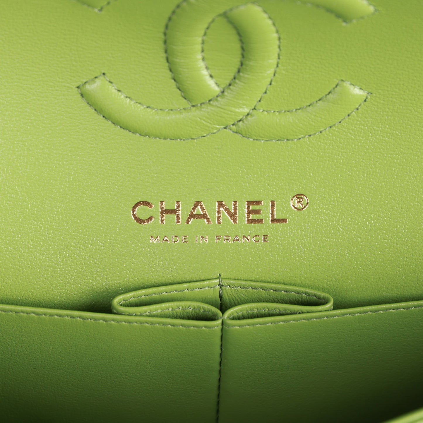 Chanel Small Classic Double Flap Green Caviar Light Gold Hardware