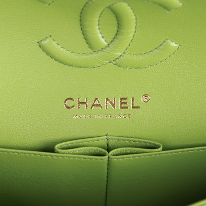 Chanel Small Classic Double Flap Green Caviar Light Gold Hardware
