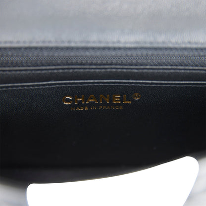 Chanel Mini Rectangular Flap Bag Black and White Lambskin Light Gold Hardware