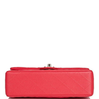 Chanel Small Classic Double Flap Red Caviar Light Gold Hardware