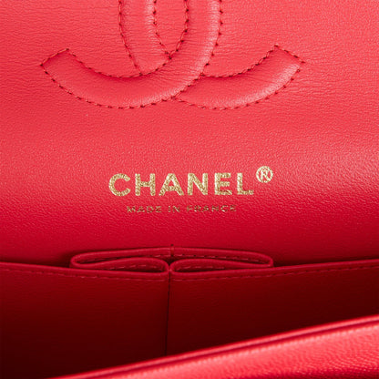 Chanel Small Classic Double Flap Red Caviar Light Gold Hardware