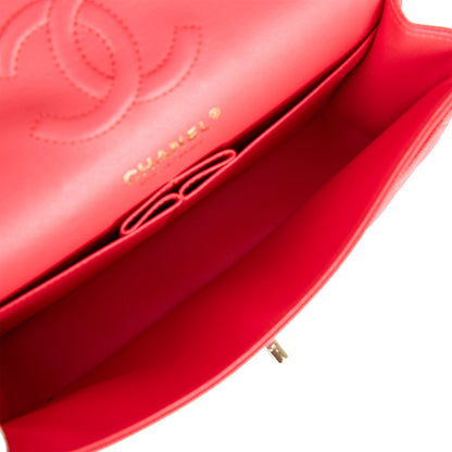 Chanel Small Classic Double Flap Red Caviar Light Gold Hardware