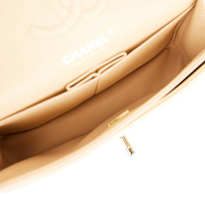 Chanel Small Classic Double Flap Bag Beige Caviar Gold Hardware