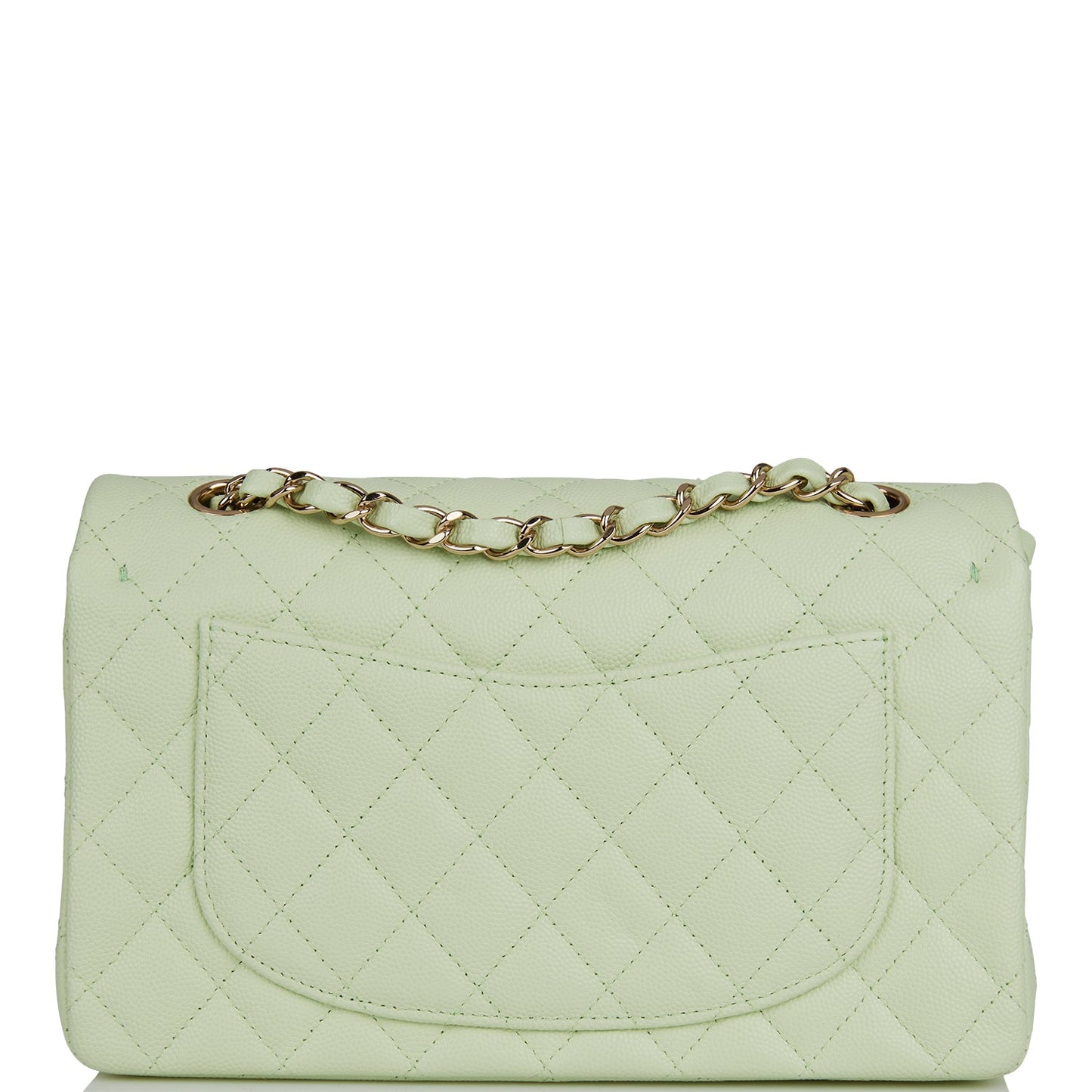 Chanel Small Classic Double Flap Light Green Caviar Light Gold Hardware