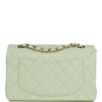 Chanel Small Classic Double Flap Light Green Caviar Light Gold Hardware