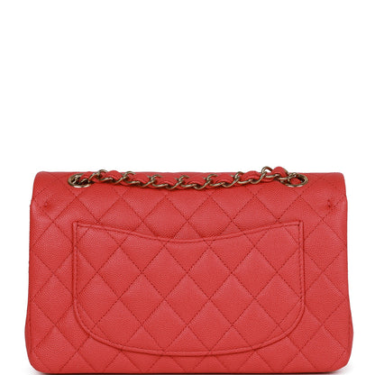 Chanel Small Classic Double Flap Red Caviar Light Gold Hardware